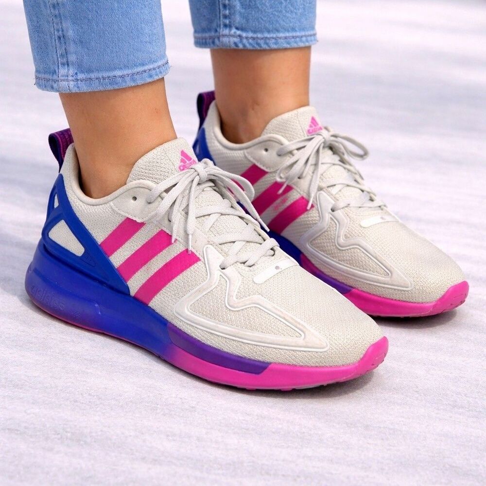 Adidas Originals ZX Running Shoes Boost White/Blue/Pink FY0607 Women's 6.5